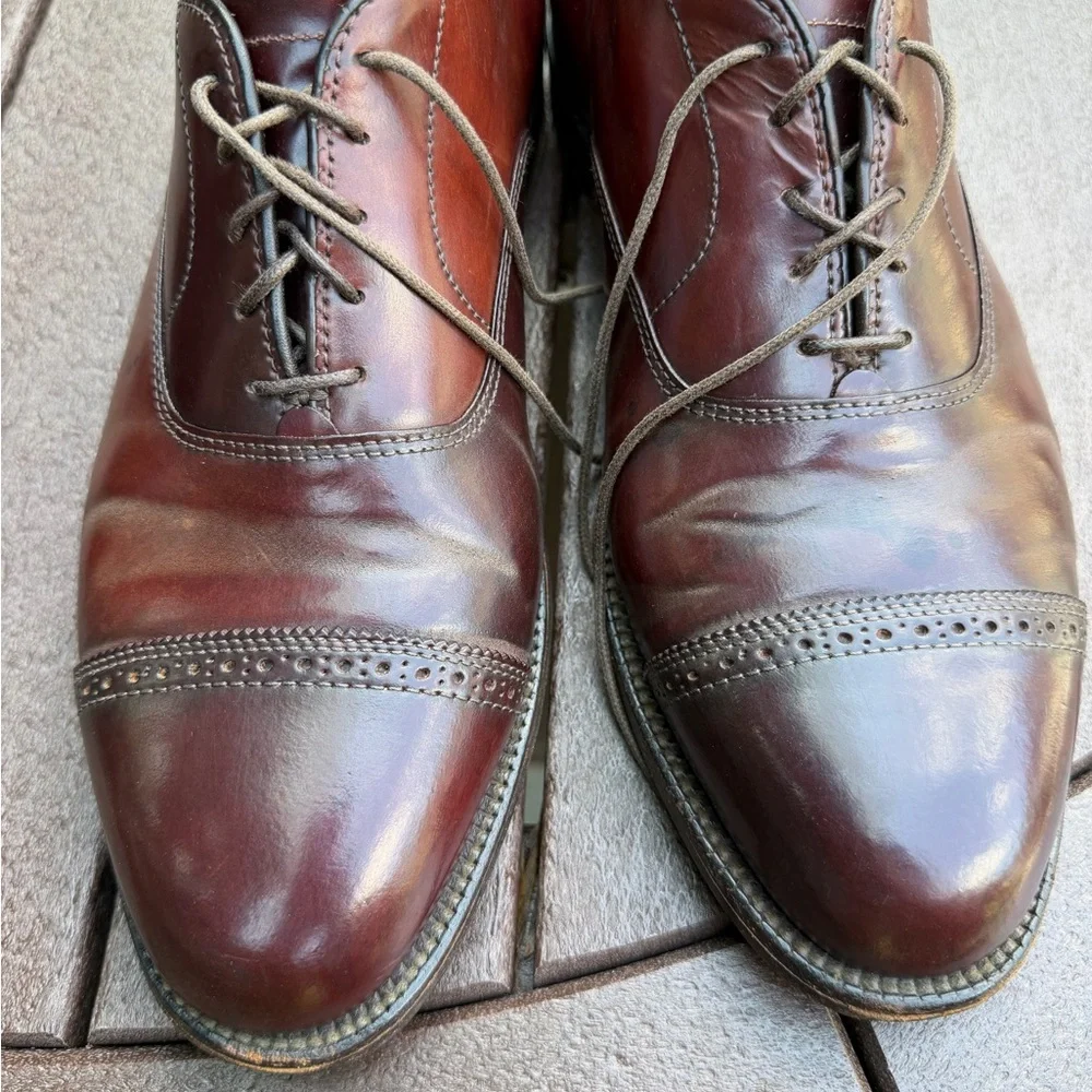 Alden Men's Burgundy/Brown Cap-Toe Blucher Oxfords